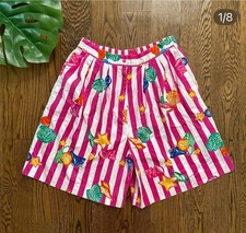 Vintage 80  s shorts Eagles Eye Pink Striped Seahorse Beach Circus Shell M/Medium