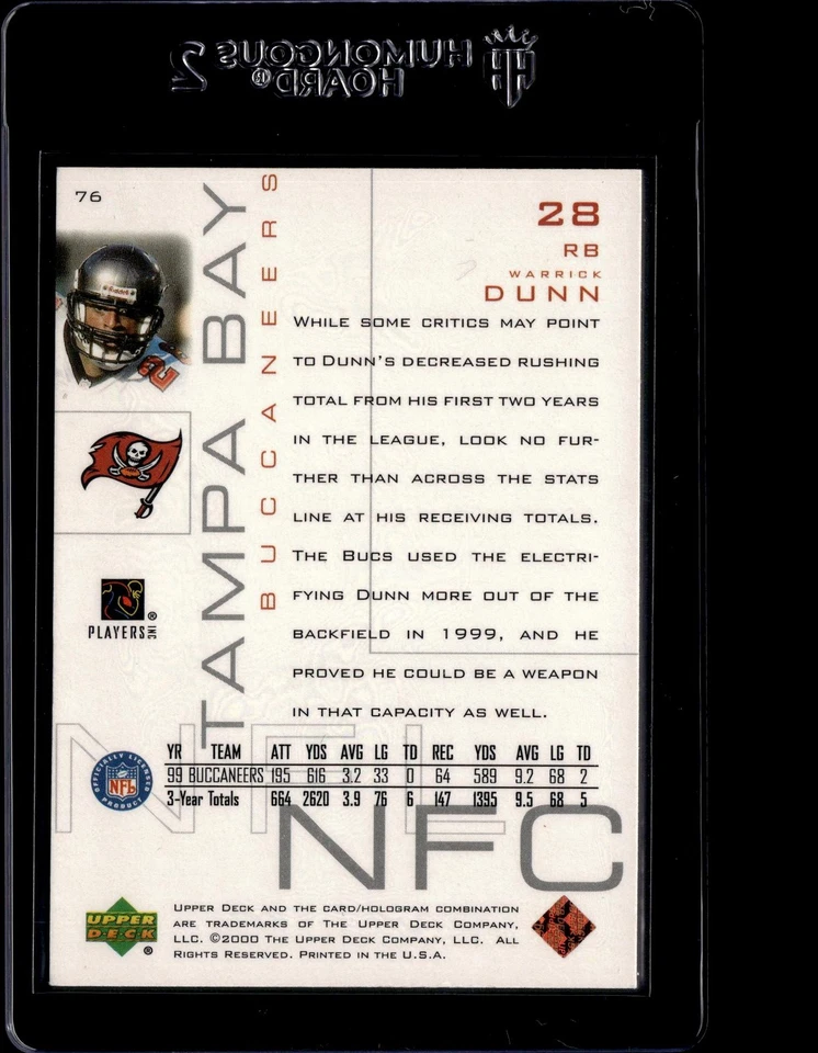 2000 Upper Deck Pros & Prospects #76 Warrick Dunn - Image 2 of 2