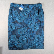 RipSkirt Hawaii XL Blue Floral Hawaiian Skirt length 3 midi tropical pockets