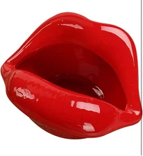 Ceramic Lip Grey Tray Ashtray Cigar Holder Home Decor Wine Red Cute -