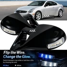 For 03-07 Infiniti G35 Coupe M-3 Style Gloss Black LED Manual Side Mirrors Pair