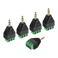 5Pcs 3.5mm TRS Stereo Male to 3 Pin Screw Terminal, Solderless AUX Balun Adapter
