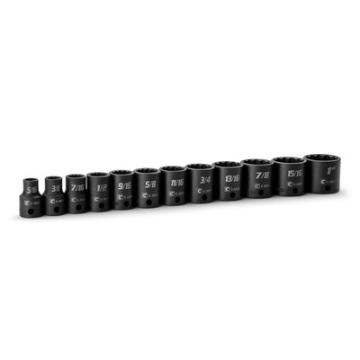 Capri Tools 3/8 in. Drive Shallow Impact Socket Set, 12-Point, SAE, 12-Piece