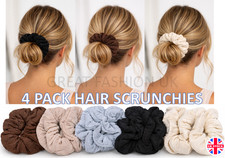 Ladies Scrunchies Hair Girls Textured Fashion All Types 4/5 Pack Stylish UK NEW