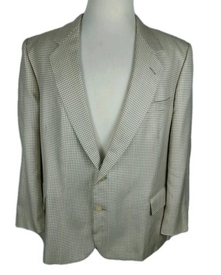 Andre Duval Men's Sz 46R Biege Color Herringbone Silk Wool sport coat B60 