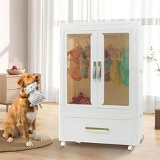Pet Wardrobe Closet - Stackable Storage Bins with Doors, Wheels, and Hanging ...