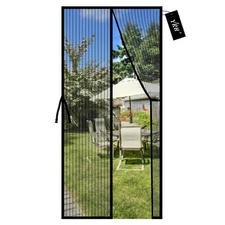 YRH Magnetic Fly Screen Door Fit Size 36 x 82 Inch, Polyester - Black 