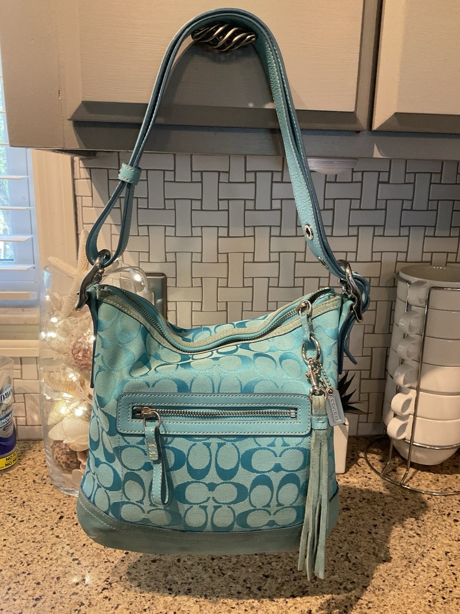 Coach Vintage Signature Soft Slim Duffle Shoulder Bag 9362 Azure