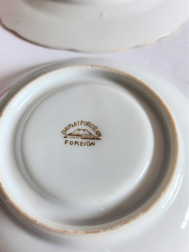 Vintage Chugai Foreign Japan Teacup & Saucer Trio Burgundy Gold Moriage Floral - Picture 14 of 15