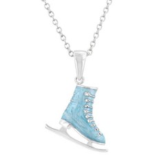 Light Blue Enamel Ice Skate Pendant Necklace