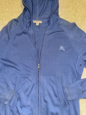 Burberry Brit Blue Zip Up Hoodie Jacket Size Small 100% Cotton | eBay
