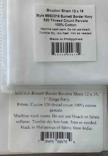 MATOUK~BURNETT BORDER~2 Boudoir SHAMS~100% PERCALE COTTON~520 TC~NWT~ - Picture 5 of 6