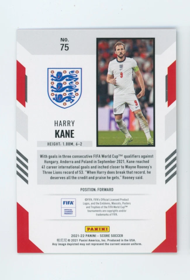 2021-22 Harry Kane Panini Score Gold Lasers Tottenham Hotspur Soccer Card 5/10 - Image 2 of 3