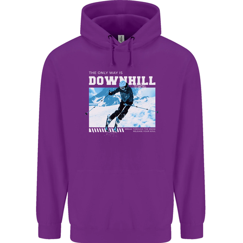 The Only Way is Downhill Skiing Ski Skier Childrens Kids Hoodie - Picture 17 of 84