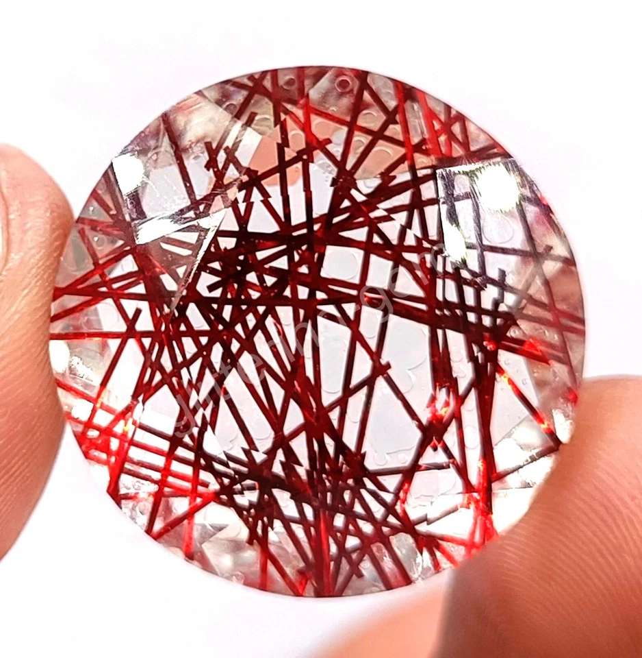 60.90 Ct Round Cut Red Rutilated Quartz Certified Transparent Loose Gems M25 - Image 3 of 4