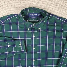 Polo Ralph Lauren Oxford  Plaid Tilden Button-Up Mens Large Golf Long Sleeve