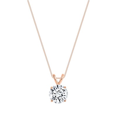 IGI F/VVS 1,75 kt runder im Labor gezüchteter Diamant Anhänger Halskette 14 K Rotgold 16 Zoll