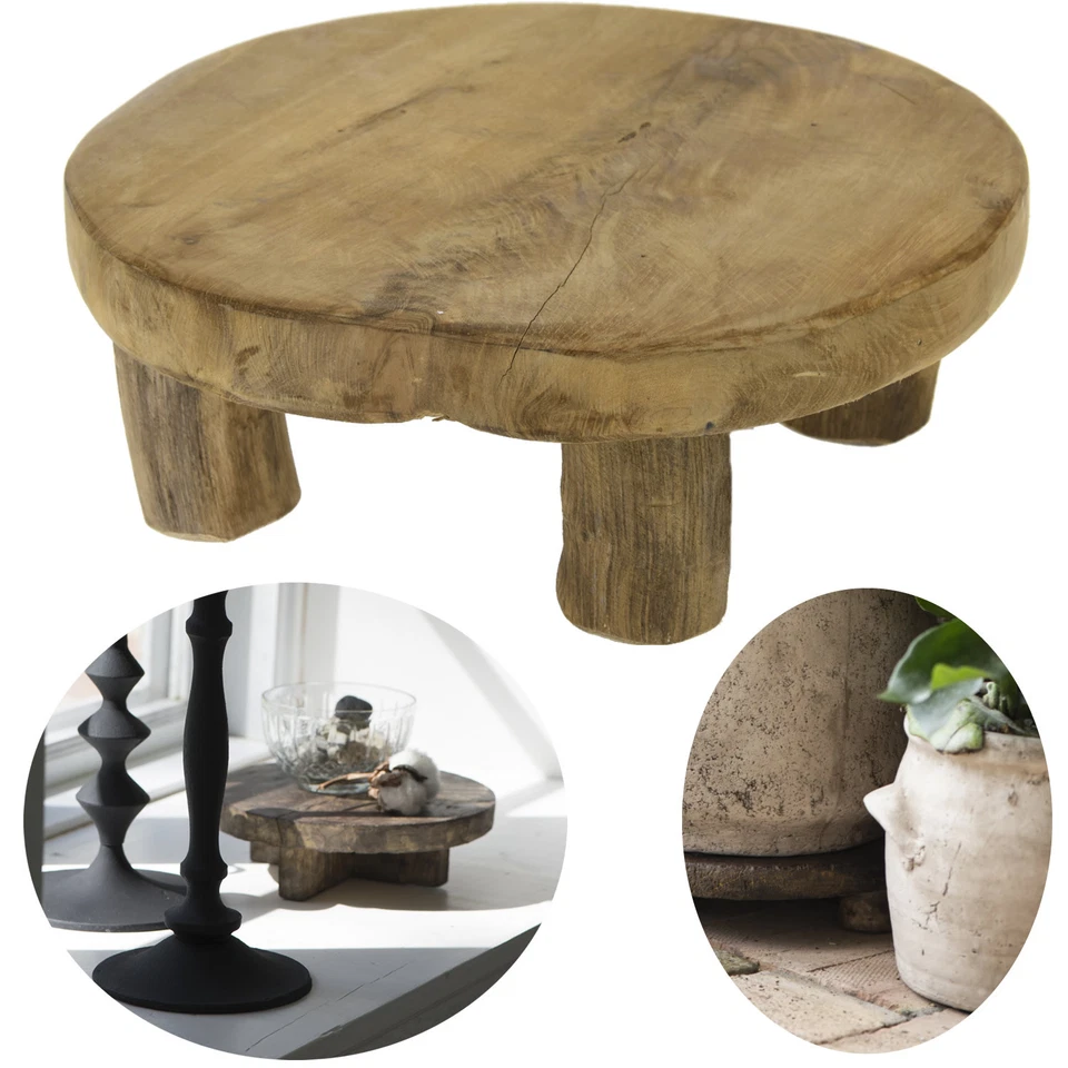 Teak Holz-Tischchen 20x7 Mini Tisch Tablett Blumenständer Etagere Pflanzenhocker