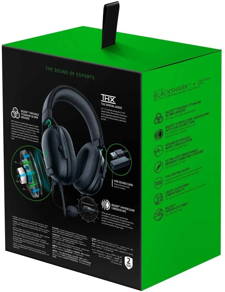 Razer BlackShark V2 Gaming Headset Virtual 7.1 USB 3.5mm Multi-Plattform Black - Immagine 2 di 4