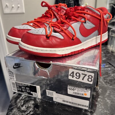 OFF-WHITE University Red Nike Dunk(size 11)