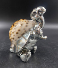 Fermacarte portafortuna soprammobile TARTARUGA argentata conchiglia marina