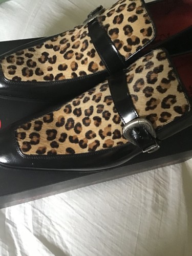 JEFFERY-WEST 'MUSE' Black with Leopard CARLITO 70's style Buckle Loafer UK 8 - Picture 6 of 12