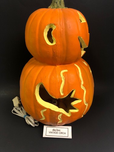 RARE GEMMY FOAM PUMPKIN JOL - Head and Body HALLOWEEN BLOW MOLD LIGHT LARGE 15" - Picture 2 of 12