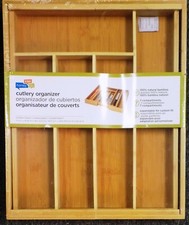 Brand New Sealed Expandable to 7 Compartments Bamboo Kitchen Drawer Organizer