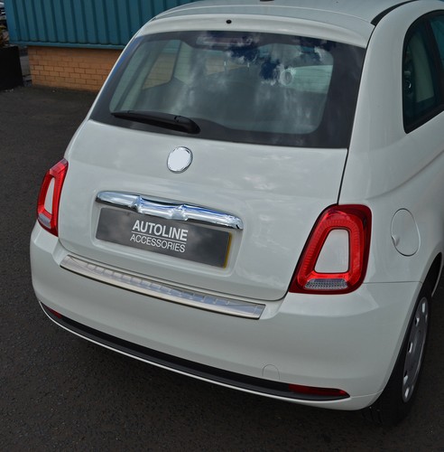 Für Fiat 500 (2007 - Heck Stoßstange Kratzer Schutz Gebürsteter Stahl - Picture 6 of 7