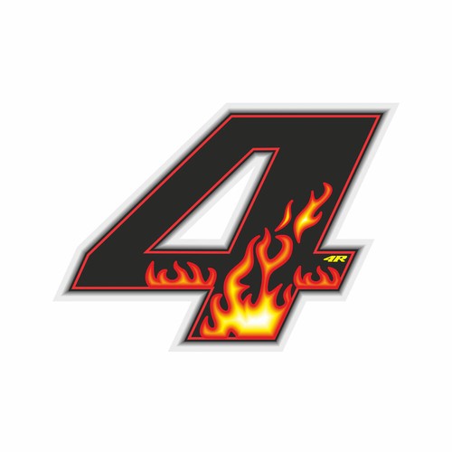 Flames Racing Numbers Sticker Number Race for Motorcycle