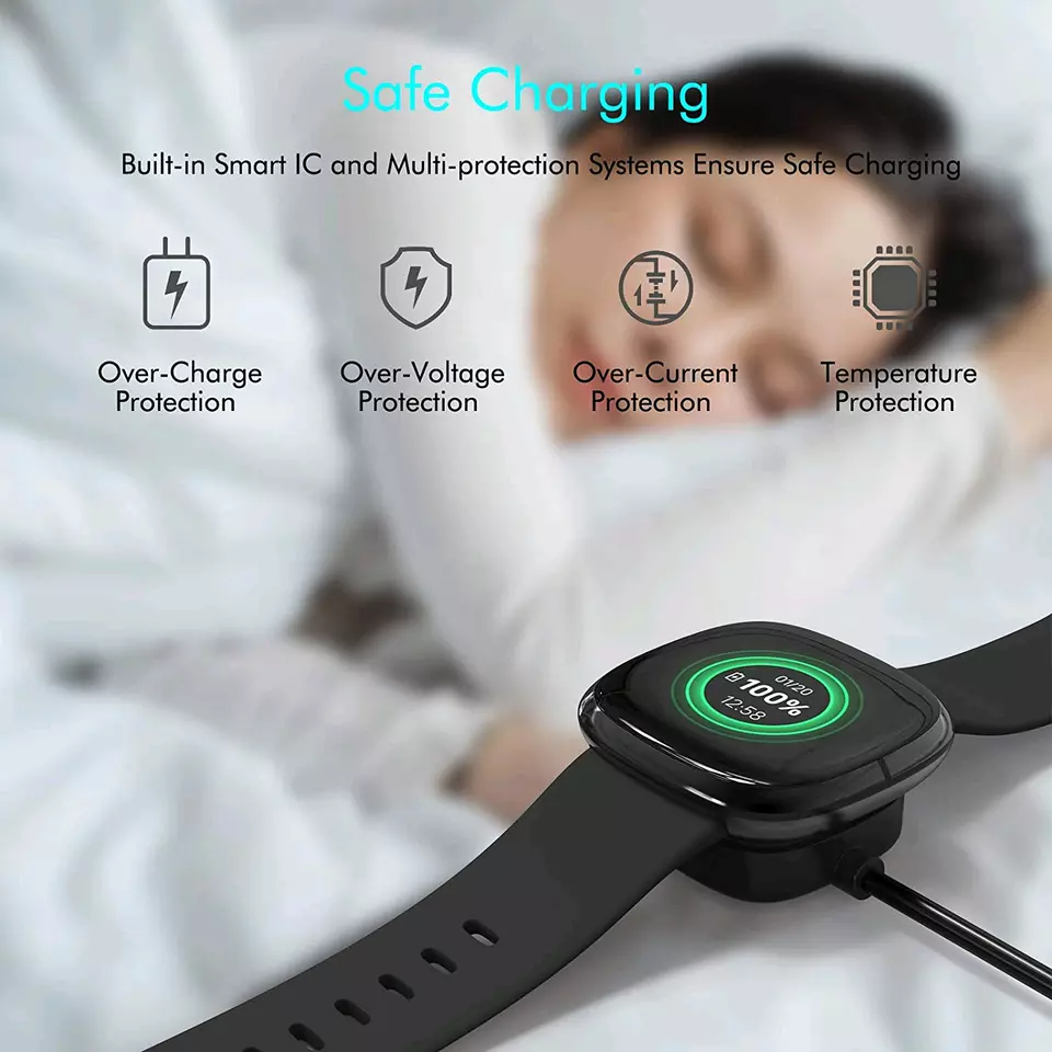 Wireless Charger For Fitbit Sense Versa 3 4 Watch USB Fast Charging Dock Cable - Image 2 of 4