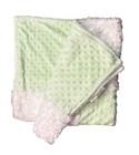 Blankets And Beyond Baby Infant Blanket Minky Dots White Green Gender Neutral