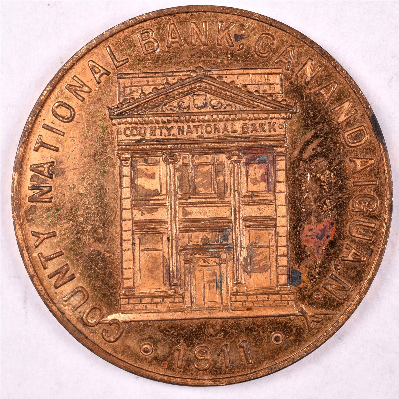 1911 County National Bank Canandaigua NY Security Service Souvenir Token