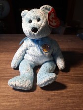TY 10 Years Beanie Baby DECADE Blue Bear Glitters Stuffed Animal Toy 2003 NEW