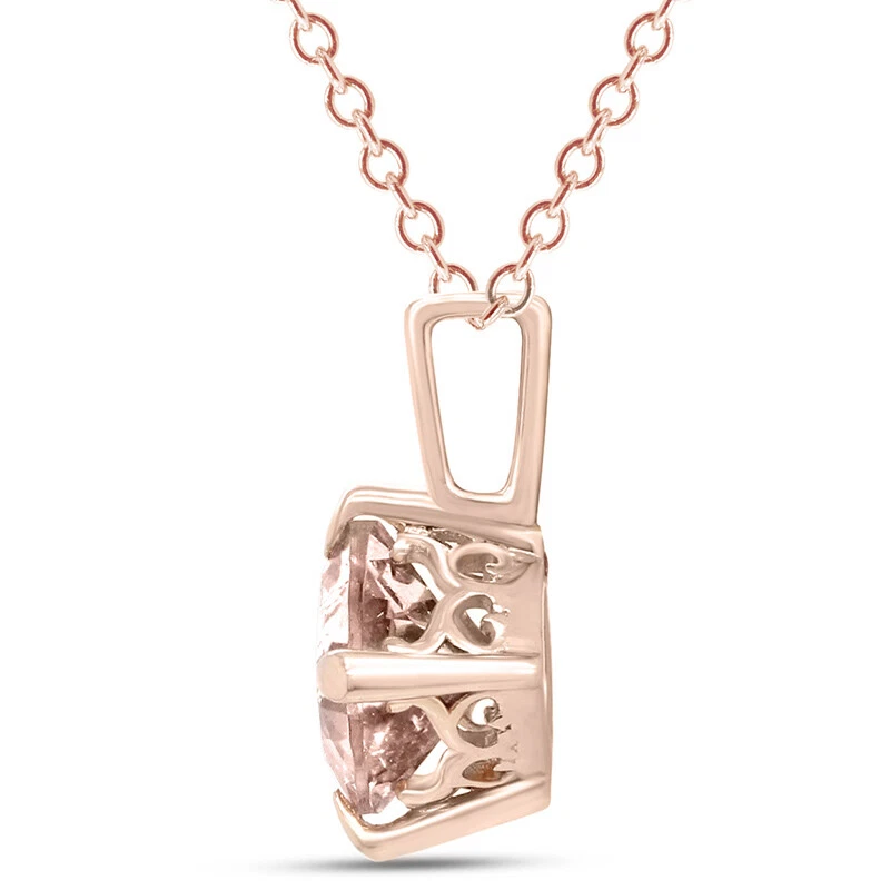 GEMVIO 1/4 CT Natural Morganite Solitaire Gemstone Pendant Necklace In 10K Gold - Image 2 of 4