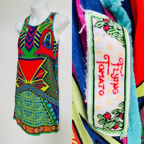 FLYING TOMATO Colorful ART DECO Print Shift DRESS XS - Picture 2 of 12