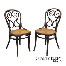 Antique Michael Thonet #4 Bentwood & Cane Cafe Daum Bistro Dining Chair - a Pair