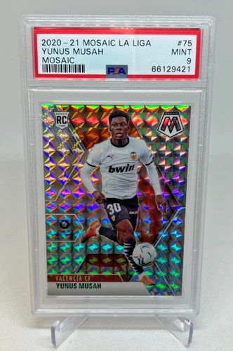 PSA 9 - 2020-21 Panini Mosaic La Liga YUNUS MUSAH RC Silver Mosaic Prizm #75