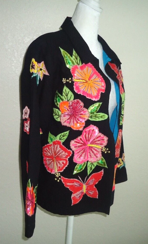 Drapers Damons Jacket Women's Embroidered Sequin Applique Patchwork Size-PM - Image 2 of 4