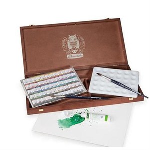 Schmincke Horadam Artists Watercolour 30 Whole Pan Wooden Box Set