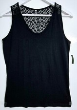 WOMEN'S LACE DESIGN STRETCHY PLAIN STRAPPY VEST LADIES TANK TOPS COTTON CAMISOLE