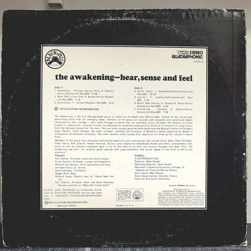 THE AWAKENING, Hear, Sense And Feel, 1972, Black Jazz Records, BJQD/9 US, VG+ - Imagen 2 de 4