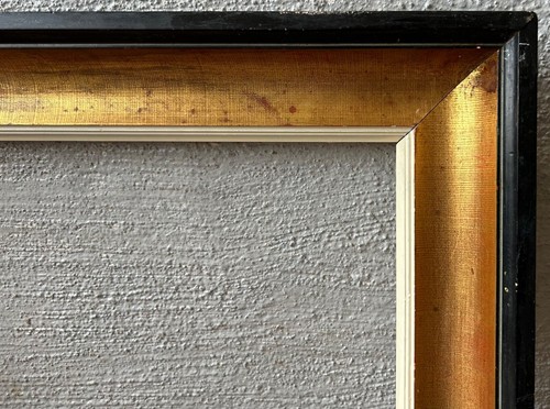 Picture Frame Mid Century Gold Black Antique Falzmaße 40,2 X 33,2 CM Vintage - Zdjęcie 6 z 12