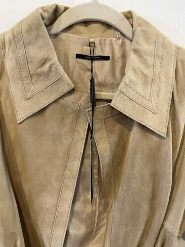 ELIE TAHARI JACKET WOMENS SIZE SMALL NWT BEIGE SUEDE OPEN FRONT TIE WAIST BLAZER - Picture 2 of 10