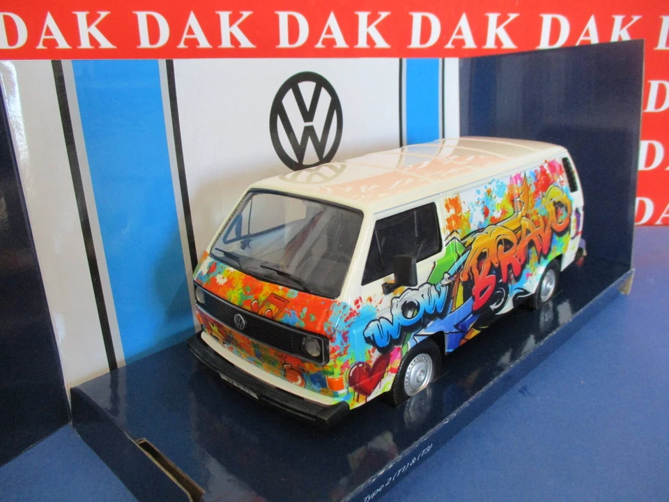 Die cast 1/24 Modellino Furgone Van Volkswagen T3 Transporter Wow Bravo MotorMax - Immagine 2 di 4