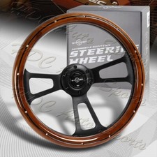 W-power 343mm 13.5 Dark Wood Grip 6-hole Black 3-spoke Vintage Steering Wheel W-power 343mm 13.5 Dark Wood Grip 6-hole Black 3-spoke Vintage Steering Wheel