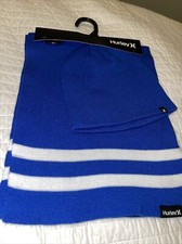Hurley new knit hat Beanie scarf set one size unisex new with tags winter Blue