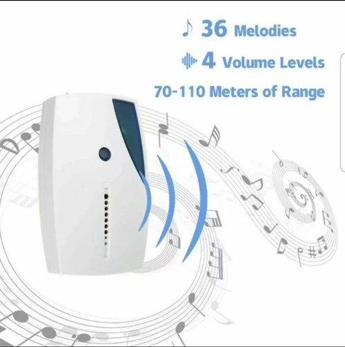 Wireless Door Bell Chime Battery Operated Cordless Waterproof 100m 36 Melodies - Picture 6 of 8