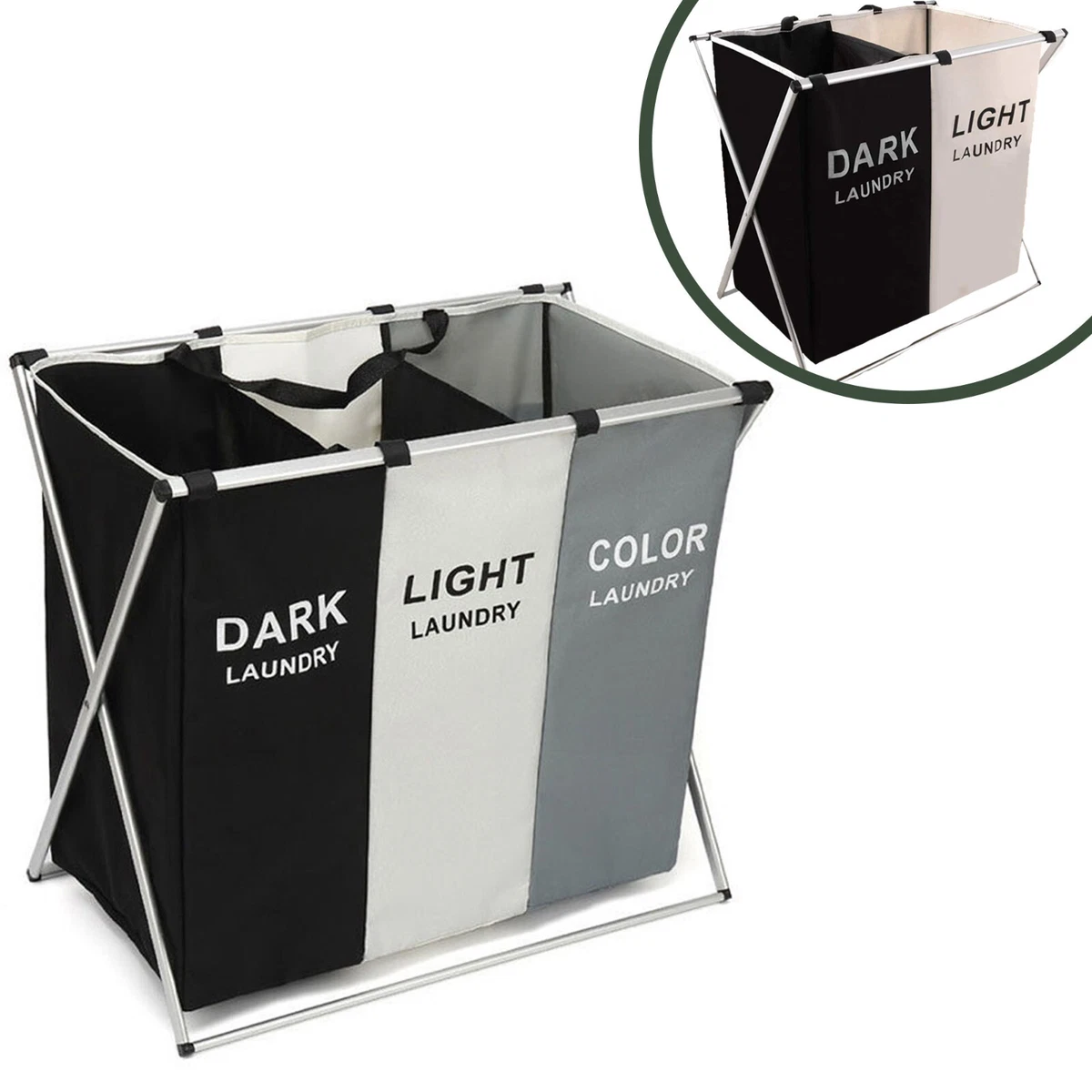Cesto Portabiancheria Pieghevole In Rete 75L, 36x36x58 Cm, Nero, Con Manici, Contenitore Pop-Up Per Vestiti, Giocattoli E Biancheria, Salvaspazio Per Casa E Viaggio - 4