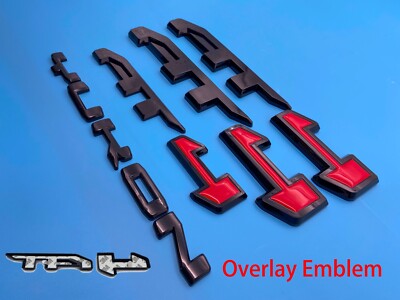 Gloss Black Red Door AT4 Yukon Emblems  2021-2026 GMC Yukon Yukon XL Overlay